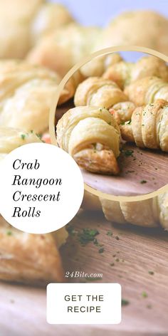 crescent rolls wrapped around a mixture of imitation crab, cream cheese and green onion Crab Crescent Rolls, Crab Rangoon Puff Pastry, Crab Rangoon Crescent Rolls, Banana Crescent Rolls, Star Appetizers, Crescent Roll Ring Recipes, Pillsbury Crescent Recipes, Crab Puffs, Crescent Rolls Recipe