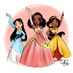 disney princesses from the animated movie, poca and poca with their arms in the air