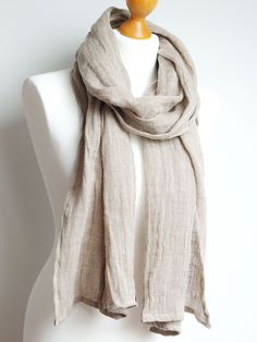 Soft natural linen scarf handmade by Zojanka. * Light and softened linen scarf, this scarf is made of very light pure linen fabric (gauze linen) * Shawl/wrap is made of 100% baltic linen fabric, which is produced in Poland. * Scarf drapes very well, can be worn in many many ways. Shawl can be worn with your favourite t-shirt and pair of jeans with other linen, it will add some stylish look to your outfit. * I have secured edges with a small hem, it won't fray * Shawl is naturally creased * Measu Beige Linen Bohemian Scarf, Bohemian Beige Linen Scarf, Shawl For Women, Linen Shawl, Linen Scarf, Scarf Handmade, Linen Scarves, Scarf Fashion, Shawl Wrap