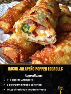 Bacon Jalapeno Poppers, Stuffed Jalapenos With Bacon, Shredded Cheddar Cheese, Dump Meals, Egg Roll Recipes, Jalapeno Popper, Appetizer Bites, Slow Cooker Recipes Healthy, Family Cookbook