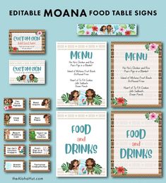 printable moan food table signs and place cards