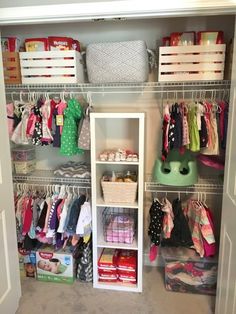 the closet is full of clothes and other items for baby's first birthdays