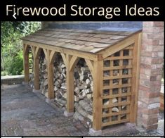 an outdoor wood burning oven with logs stacked in it