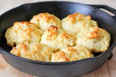 biscuits in a cast iron skillet ready to be eaten for lunch or dinnertime