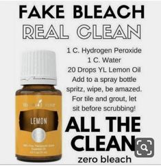 a bottle of fake bleach real cleanser next to an ad for lemon