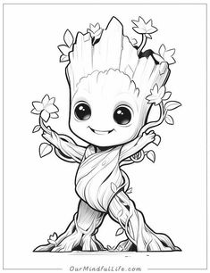 the baby grooter from avengers coloring pages