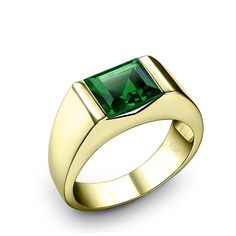 Wedding Band Ring for Him 1.80ct Square Green Emerald in Solid 10K Yellow Gold Taurus Gift http://www.jewelsformen.com/products/wedding-band-ring-for-him-1-80ct-square-green-emerald-in-solid-10k-yellow-gold-taurus-gift Mens Emerald Rings, Emerald Ring Vintage, Men's Wedding Ring, Square Rings, Band Jewelry, Emerald Gemstone, Green Emerald, Emerald Ring, Wedding Men