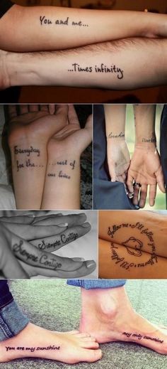 many different pictures with words on them and some people's hands holding each other