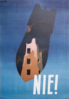 an image of a poster with the words nie on it's back side