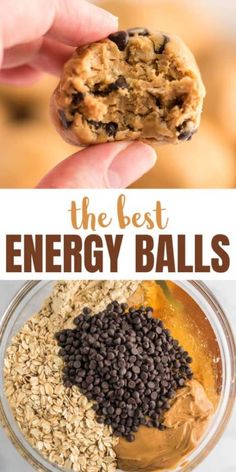 the best energy balls recipe is made with oats, peanut butter and chocolate chips