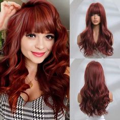 Color: Red-26inches 1. Material: This Long Golden Blonde Hair Wig Is Made Of 100% High-Quality, High-Temperature-Resistant Fiber, Super Soft And Very Skin-Friendly. The Appearance And Touch Are Very Real, Comparable To Real Human Hair, No Tangles, No Hair Algae, No Shedding; Easy To Take Care Of And Can Be Used For A Long Time. 2. New Fashion Wig: This Simple Handy Hairstyle Represents Elegant, Intellectual, Mature And Attractive Women.Easy To Install, Suitable For Beginners, Daily Work Or Exerc Pink Blonde, Short Wavy Bob, Auburn Red, Golden Blonde Hair, Natural Looking Wigs, Wavy Bob Hairstyles, Birthday Vacation, Hair For Women, Natural Wigs