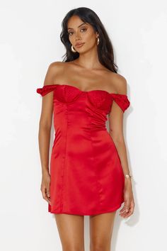 Length from shoulder to hem of size S: 79cm.  Chest: 36cm, Waist: 34cm, size S.  Mini dress.  Semi-lined.  Model is a standard XS and is wearing size XS.  True to size.  Non-stretch.  Satin.  Elastic back and straps.  Flowy skirt.  Underwire.  Zipper.  Cold hand wash only.  Polyester.   Short, silky and everything we adore! The Era Of Cottagecore Satin Mini Dress features an elastic back and straps with a gorgeous flowy skirt. Style with heels and curls for all the likes. Coral Mini Dress, Mini Dress Red, Prom Shopping, Skirt Style, Satin Mini Dress, Halter Maxi Dresses, Mini Dress Shop, Hoco Dresses, Flowy Skirt