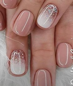 Nail Art For Work, Bridesmaids Nails, Glitter Gel Nails, Blush Nails, Nails Wedding, Neutral Nails