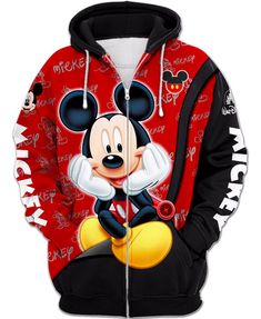 Disney Characters Mickey Mouse, Black Mickey Mouse, Mickey Mouse Hoodie, Mickey Hoodie, Gifts For Disney Lovers, Cute Mickey Mouse, Mouse Print, Functional Fashion, Sweatshirt Zipper