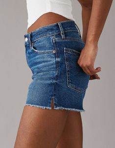 Fitted Medium Wash Jean Shorts, Fitted Medium Wash Jean Shorts For Everyday, Fitted High Rise Dark Wash Jean Shorts, Fitted High-rise Jean Shorts For Everyday, Fitted High Rise Jean Shorts For Everyday, Summer High Rise Denim Skirt With Belt Loops, Trendy High Rise Dark Wash Jean Shorts, Chic High Rise Dark Wash Jean Shorts, Mid-rise Medium Wash Denim Skirt