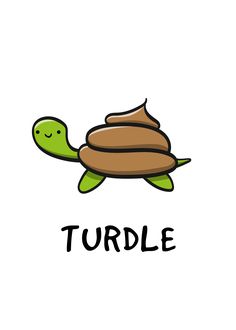 a drawing of a turtle with the word turtle on it's back and its eyes closed