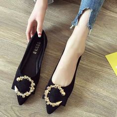 All match Shallow Mouth Pointed Flat Shoes for womens party wear casual shoes | eBay Pointy Flats, Spring Flats, Casual Leather Shoes, Pointed Flats, Slip On Pumps, Wholesale Shoes, Pointed Toe Flats, Suede Heels, Fashion Flats