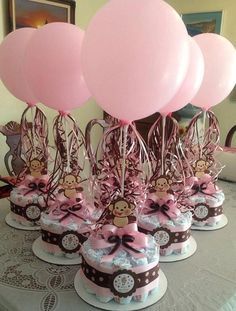 Diaper Centerpiece, Diaper Cake Centerpieces, Monkey Girl, Diy Bebe, בר מצווה