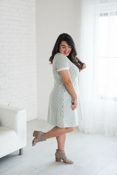 Kenzie Striped Midi Dress #dress #summer #fashion #ad #summerfashion #plussize #stripes Striped Midi Dress