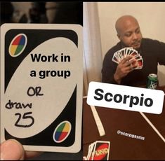 a man sitting at a table with some cards in front of him and the caption reads appoloise or draw 25