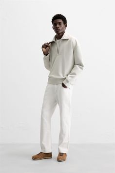 ZIP COLLAR SWEATSHIRT LIMITED EDITION - Gray | ZARA United States Zara Cotton Sweatshirt For Streetwear, Zara Sporty Sweatshirt For Streetwear, Casual Zara Sweatshirt For Streetwear, Zara Casual Streetwear Sweatshirt, Zara Casual Sweatshirt For Streetwear, Urban Half-zip Sweatshirt With Ribbed Cuffs, Zara Cotton Sweatshirt For Loungewear, Zara Sporty Long Sleeve Sweatshirt, Zara Oversized Cotton Sweatshirt