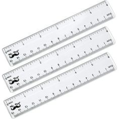 three rulers with mustaches on them and one ruler is measuring the length for each piece