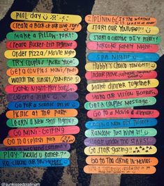 colorful paper with words written on it