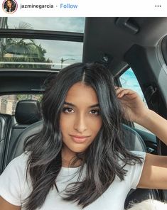 Mid Length Hair With Layers Black, Shoulder Length Black Hair With Layers, Mid Black Hair, Medium Length Haircut Black, Under Shoulder Length Hair, Just Past Shoulder Length Hair, Black Mid Length Hair, Dark Brown Hair Shoulder Length, Just Below Shoulder Length Hair