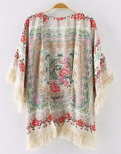 For those breezy summer days, this kimono jacket will keep you rockin in style! Polyester shell Cotton trim Flamingo Fashion, Vintage Blouses, Cheap Plus Size Clothing, Fringe Kimono, Kimono Vintage, Grace And Lace, Summer Kimono, Dress Stores Online, Womens Kimono