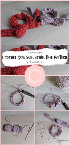 crochet bow scrunchie free pattern with instructions to make it easy