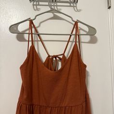 - Brand: Old Navy - Style: Maxi Dress - Knit - Spaghetti Strap - Racer Back - Tiered Skirt - Color/Print: Rust Red - Condition: Nwt Casual V-neck Sundress With Tie Back, Casual Sundress Camisole For Day Out, Casual Camisole Sundress For Day Out, Casual Cami Sundress With Adjustable Straps, Casual Cotton Sundress With Straps, Casual Cotton Cami Sundress, Casual Orange Sundress With Spaghetti Straps, Casual V-neck Sundress With Straps, Casual Strappy Sundress With Adjustable Straps