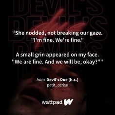 the devil's devils quote is shown in red and black