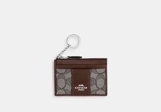 Mini Id Skinny In Signature Jacquard | COACH OUTLET Sling Bag Mini, Sustainable Bag, Woman Card, Guy Laroche, Coach Outlet, Zip Top, Key Ring, Belt Bag, Key Rings