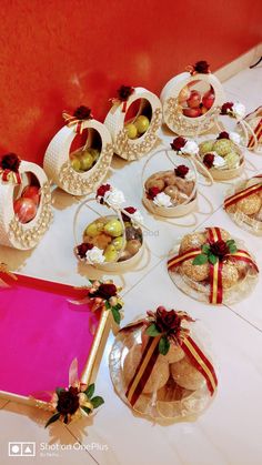 an assortment of desserts and candies on a table