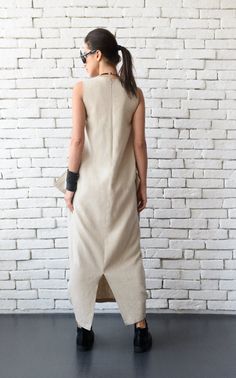 Linen Maxi Dress/Extravagant Beige Loose Tunic/Linen Tunic Linen, Dress Extravagant, Oversize Dress, Plus Size Maxi Dress, Loose Tunic, Long Tunic Tops, Long Linen Dress, Dress Comfortable, Beige Dress