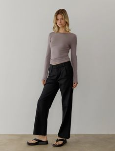 Embrace seamless sophistication in The Bekah Top, featuring a stretchy jersey fabric that effortlessly hugs your form. The double-layered bodice ensures a sleek silhouette, while the boat neck adds timeless elegance. Designed for comfort and style. 95% Modal 5% Spandex Hand wash Elegant Fitted Bottoms With Seamless Construction, Cool Clothing, Dusty Purple, Scarf Men, Mens Skin Care, Sweater Pants, The Boat, Boat Neck, Jersey Fabric