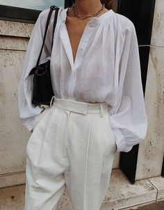 Classy Summer Outfits, Oversized Blouse, Looks Street Style, 가을 패션, White Outfits, Inspired Outfits