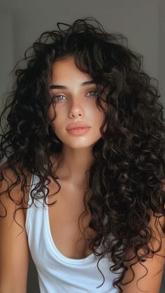 Layers For Curly And Straight Hair, Wavy 2c Haircut, Curly Long Hair Women, Layered Curly Haircuts Long, Expensive Brunette Curly Hair, Curly Hair With Framing Pieces, Face Framing For Curly Hair, Face Framing Curls Naturally Curly, Wild Curly Hair Aesthetic