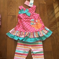 Nannette Smocked Outfit For Toddlers Brand New With Tags Size 24 Months Pink Playtime Sets With Ruffles, Cute Spring Play Sets, Pink Cotton Play Sets, Pink Play Sets For Spring, Pink Spring Play Sets, Pink Summer Play Sets, Girl Dresses, Orange Pink