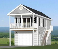 this is an artist's rendering of a two - story house in the country