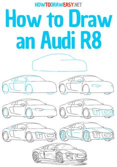 how to draw an audi r8 car in 3 easy steps with step by step instructions