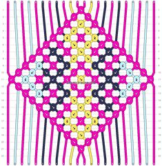 an image of a cross stitch pattern in pink, yellow and blue with white stripes