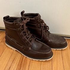 Selling A Brand New Never Worn Pair Of Sperry Top-Sider Men's A/O Lug Ii Weatherproof Boots These Are Discontinued, With Only A Few Brand-New Pairs Online They Are Insulated/Warm And Weatherproof/Waterproof (Great For The Snow And Rain) Retail Price Is $159.95, Willing To Let These Go For $125 Size 10.5 Mens, Nothing Wrong With Them, Perfect Condition, Selling With No Original Box Casual Brown Weatherproof Lace-up Boots, Brown Weatherproof Lace-up Boots, Casual Brown Weatherproof Work Boots, Brown Plain Toe Lace-up Boots For Outdoor Activities, Brown Lace-up Boots With Round Toe For Outdoor Work, Brown Lace-up Boots For Outdoor Activities, Brown Lace-up Boots For Outdoor Work, Weatherproof High-top Brown Boots, Weatherproof Brown Boots With Round Toe