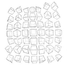 a circle made up of small squares and rectangles in black ink on white paper