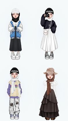 Anime Inspired Outfits Hijab, Hijab Outfit Drawing, Y2k Muslim Outfits, Hijabi Bratz, Hijab Friendly Outfits, Hijabi Y2k, Aesthetic Hijab Outfit, Outfits Muslim, Simple Hijab