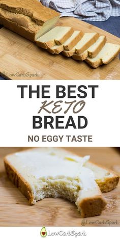 the best keto bread no eggy taste on a cutting board with sliced bread