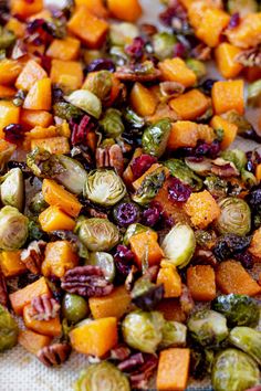 roasted brussel sprouts and brussels sprouts with cranberries