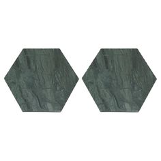 two green marble hexagonals on a white background