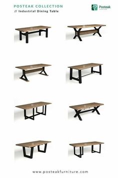 several different types of tables and benches with the words pinterest written on them