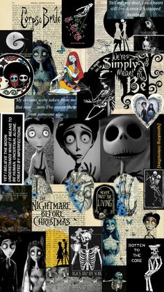 a collage of the characters from disney's animated movie jack and sally jones